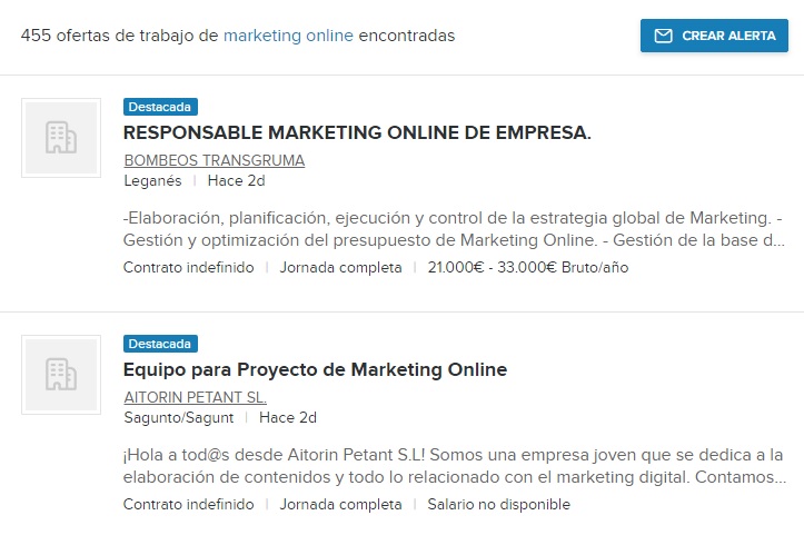 ofertas trabajo marketing online