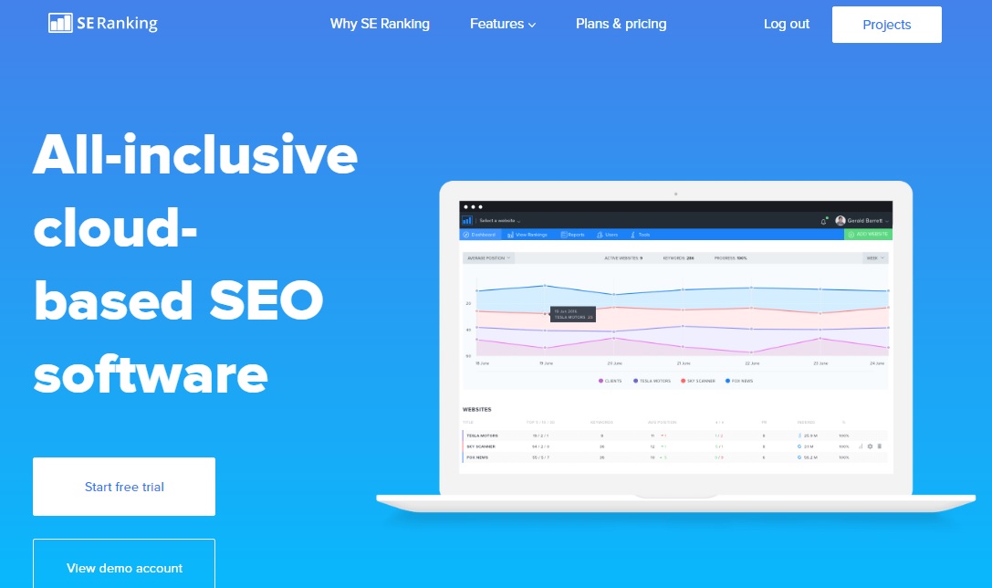 se ranking pagina de inicio seo