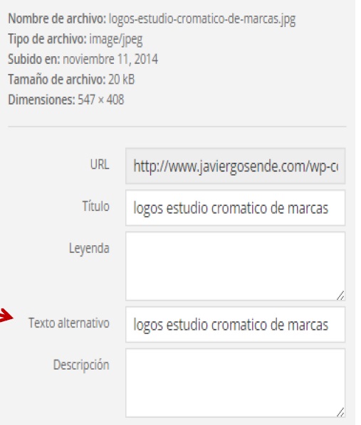 imagen seo etiqueta alt en wordpress