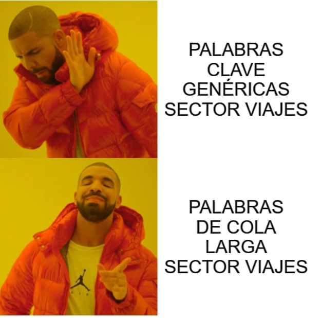 aprendizaje viajero meme palabras clave cola larga