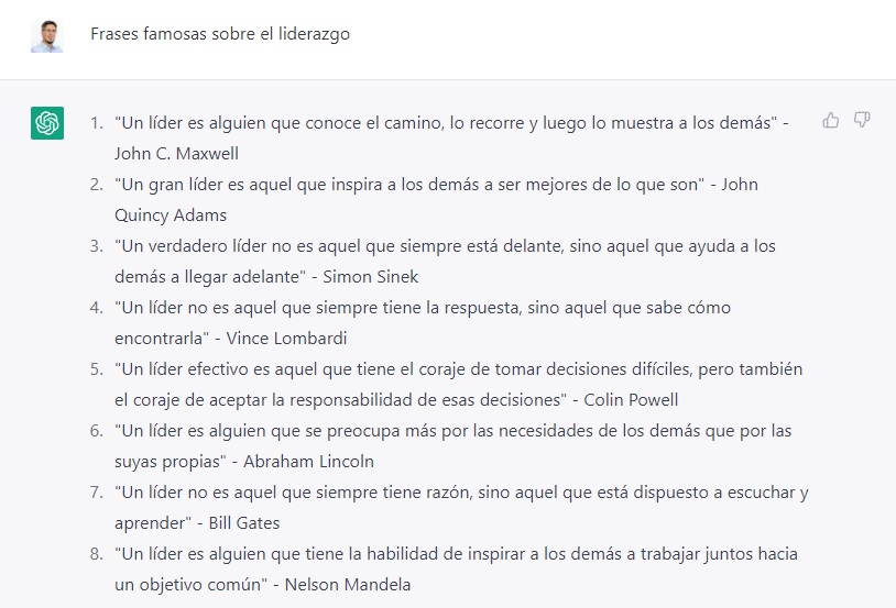 chat gpt frases listado