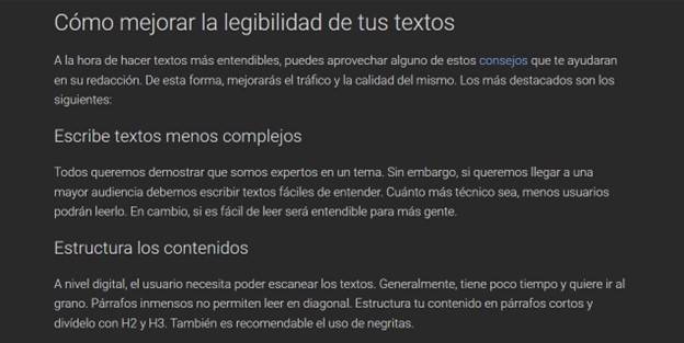 contenidos legibles
