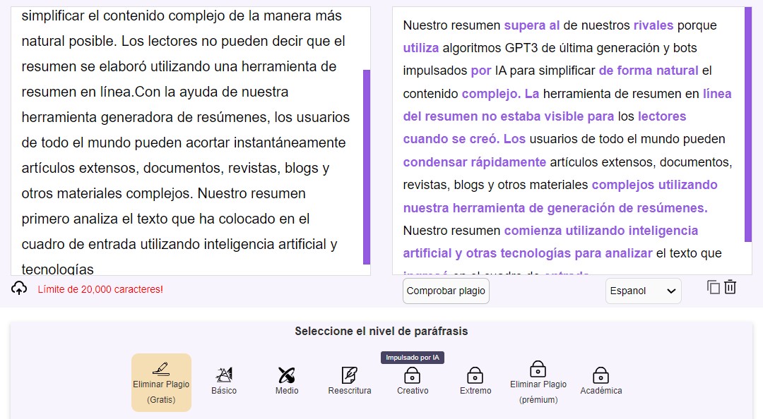 herramienta reescribir textos