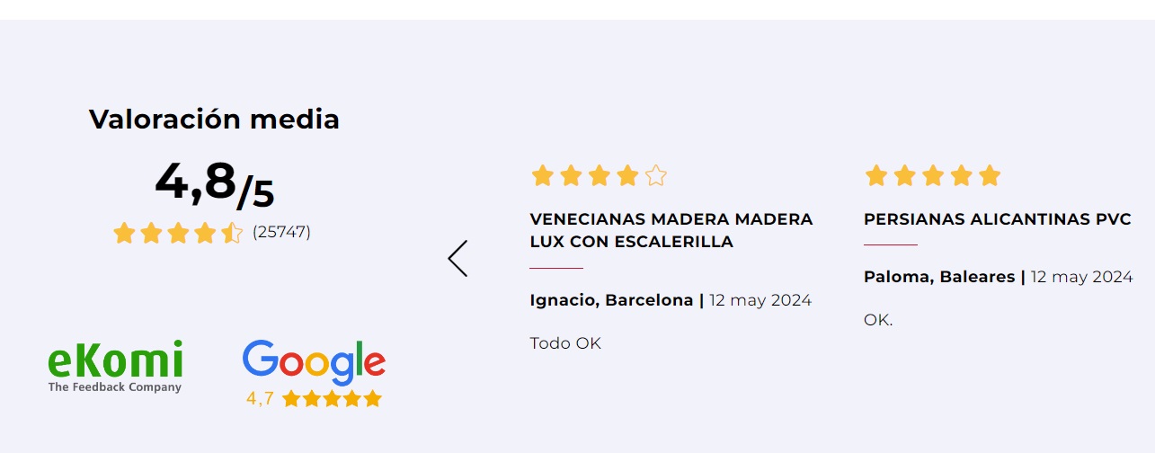 opiniones en nuestra web