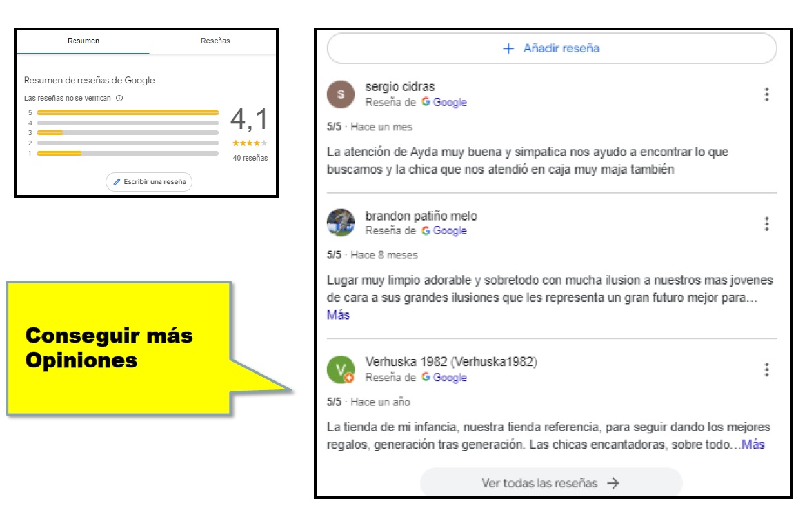 opiniones reseñas google